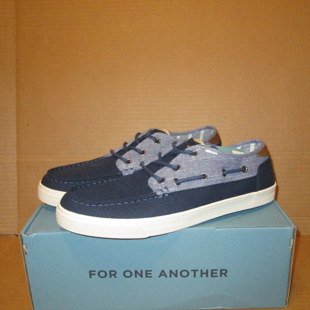 TOMS Men's Dorado Boat Shoe - Navy Heritage Canvas   Size 11.5